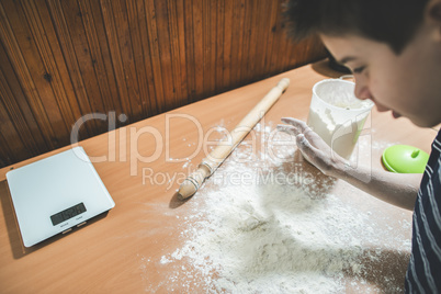 Making bread in a kitchen