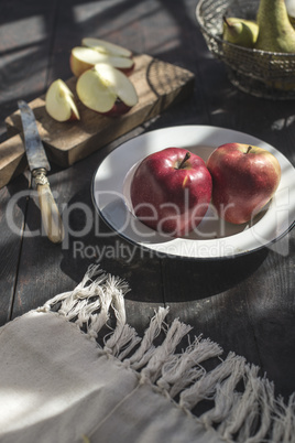 Sliced apples on a plate