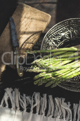 Asparagus on vintage table