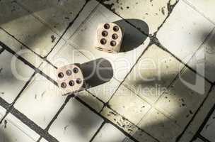 Wooden dice on table