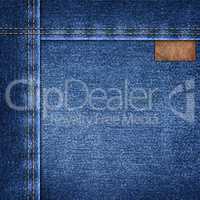 background simple denim with leather label close-up