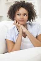 Thoughtful Mixed Race African American Girl Young Woman