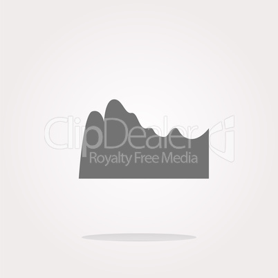 vector mountain on glossy web icon isolated on white background
