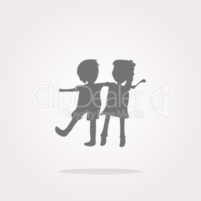 vector icon button with baby boy and girl inside, isolated on white