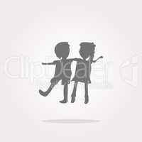 vector icon button with baby boy and girl inside, isolated on white