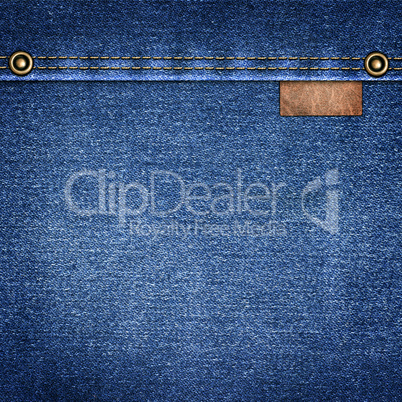 background simple denim with leather label close-up