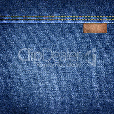 background simple denim with leather label close-up