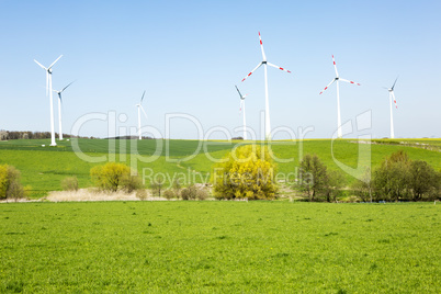 Nature landscape with windmills