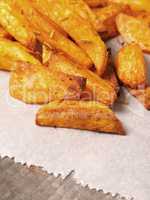 Close up of potato wedges