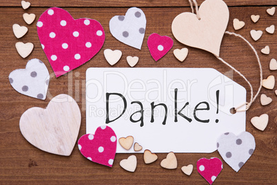 Label With Pink Heart, Danke Means Thank  You