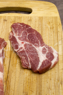 Sliced raw meat pork