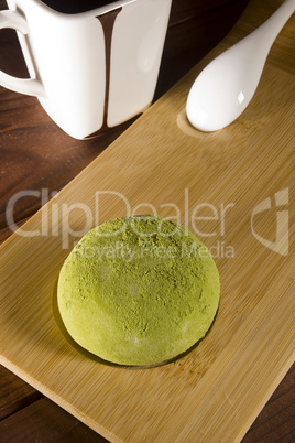 Traditional Japanese mochi with flavor of green tea