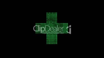 Classical Pharmacy led light cross in green