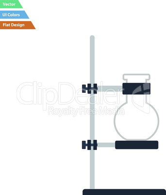 Flat design icon of chemistry flask griped in stand