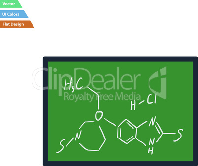 Flat design icon of chemistry formula on classroom blackboard