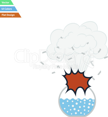 Flat design icon explosion of chemistry flask