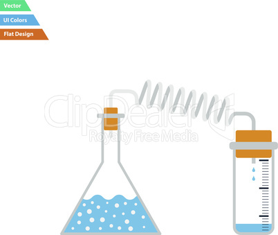 Flat design icon of chemistry reaction with two flask