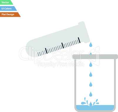 Flat design icon of chemistry beaker pour liquid in flask