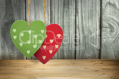 Composite image of cute heart decorations