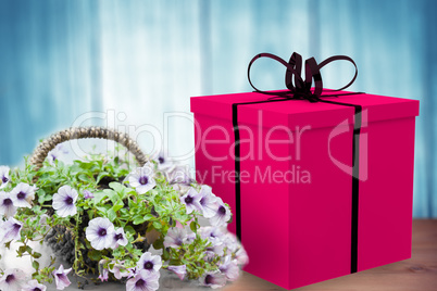 Composite image of pink present