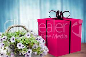 Composite image of pink present