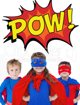 Composite image of children dressed as superman