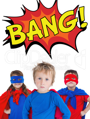 Composite image of children dressed as superman