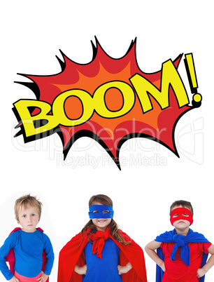 Composite image of children dressed as superman