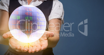 Composite image of businesswoman presenting