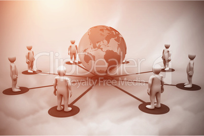 Composite image of 3d men connected with earth