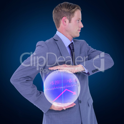 Composite image of handsome businessman gesturing with hands