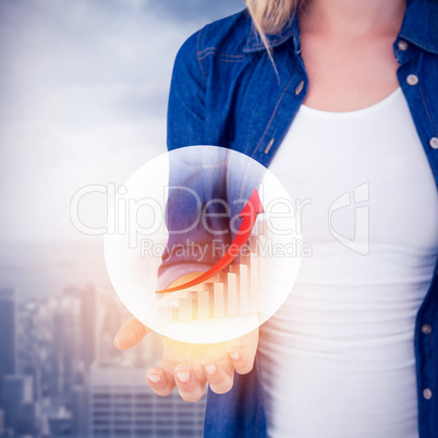 Composite image of woman presenting her hands