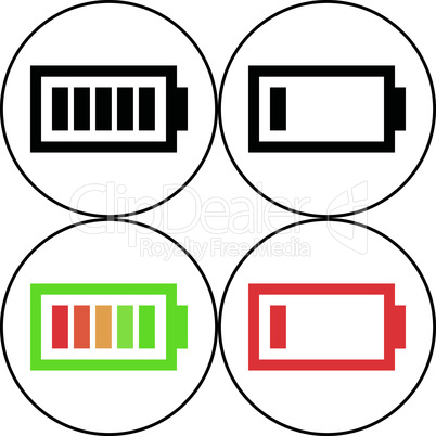 Set of battery icon - vector, flat design. Eps 10