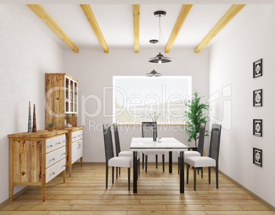 Interior of classic dining room 3d rendering
