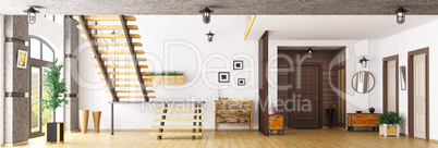 Hall with staircase 3d rendering