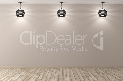 Interior background with three lamps 3d rendering