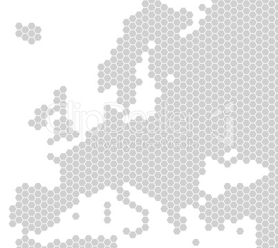 Karte von Europa aus hellgrauen Sechsecken