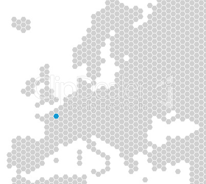 Europakarte hellgrau - Lage Paris
