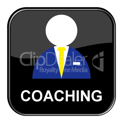 Schwarzer Button zeigt Coaching