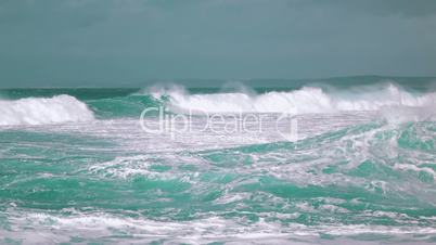 Big Ocean Waves Breaking on Shore, storm weather