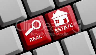 Tastatur zeigt Real Estate online