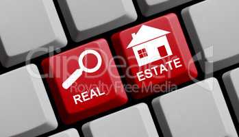 Tastatur zeigt Real Estate online