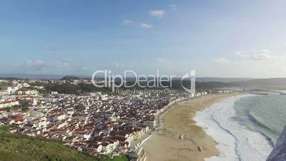 Top View in the Portuguese Town of Nazare, motion
