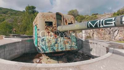 Old Coastal Artillery with Modern Graffiti, Setubal Portugal