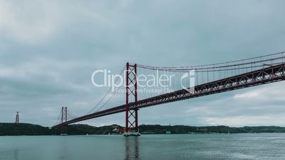 Cloudscape on the 25 de Abril Bridge in Lisbon, timelapse