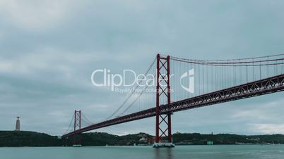 Cloudscape on the 25 de Abril Bridge in Lisbon, timelapse