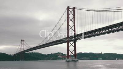 25 de Abril Bridge in Lisbon, cloudscape