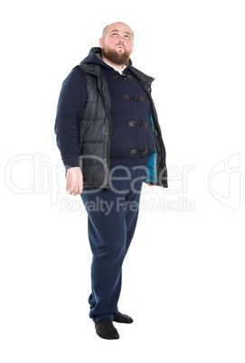 Jolly Fat Man in a Dark Warm Clothes