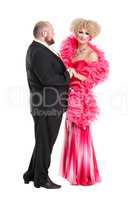 Eccentric Fat Man in a Tuxedo and Beautiful Lady in an Evening D