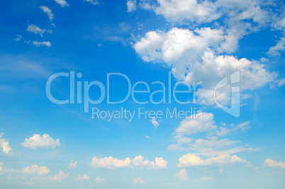 blue sky and white cumulus clouds